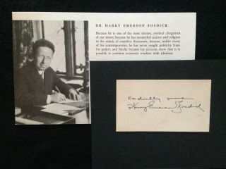 Dr.  Harry Emerson Fosdick Cut Autograph