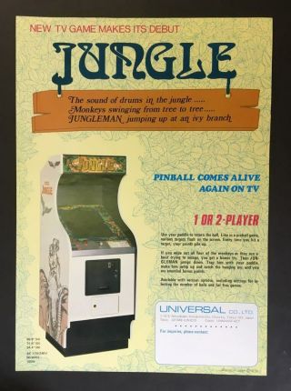 Rare Vtg Arcade Machine Flyer – Jungle – Game,  Universal,  Japan,  1979.