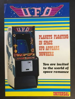 Rare Vtg Arcade Machine Flyer – Ufo – Game,  Universal,  Japan,  1978.