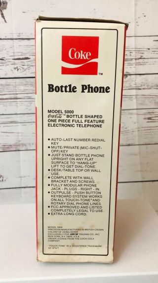 1983 Coca Cola Coke Bottle Phone Complete Vintage 80s Nostalgia 2