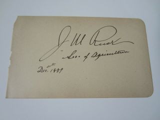Jeremiah M.  Rusk Autographed Album Page As Secretary Of Agriculture 1889