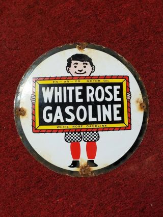 White Rose Gasoline Porcelain Sign.