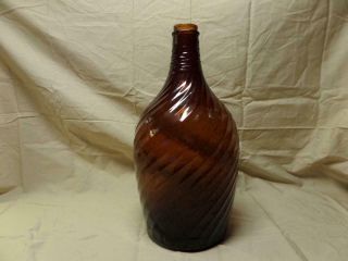 Vintage Amber Brown Swirl Glass Gallon Bottle Jug Duraglas