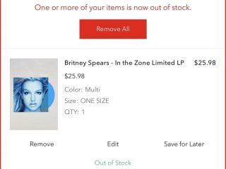 Britney Spears - In The Zone Urban Outfitters Limited Lp Vinyl Record