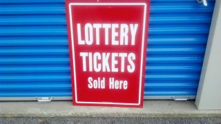 LOTTERY TICKETS HERE METAL ADVERTISING SIGN 36 
