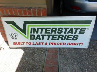 Large Embossed Interstate Batteries Metal Dealer Sign 60 X 24