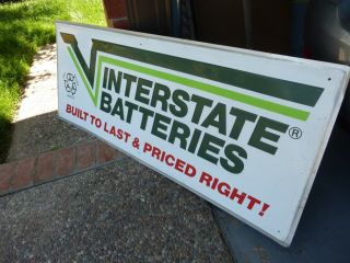 Large Embossed Interstate Batteries Metal Dealer Sign 60 x 24 5