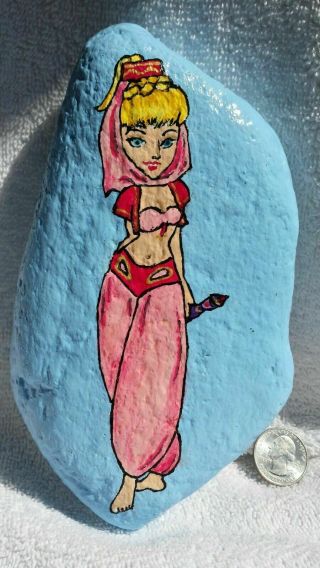 I Dream Of Jeannie Hand Painted Paperweight River Rock Stone Art♡
