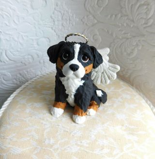 Bernese Mountain Dog W Wings & Halo Sculpture Clay By Raquel At Thewrc Dog Angel