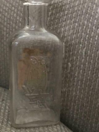 Antique The Owl Drug Co 1 Ounce Glass Medicine Bottle With Owl No Label 4 "