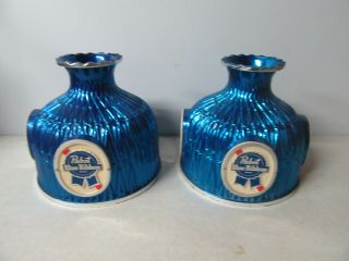 Vintage Pair Pabst Blue Ribbon Beer Hanging Beer Sign Light Shades
