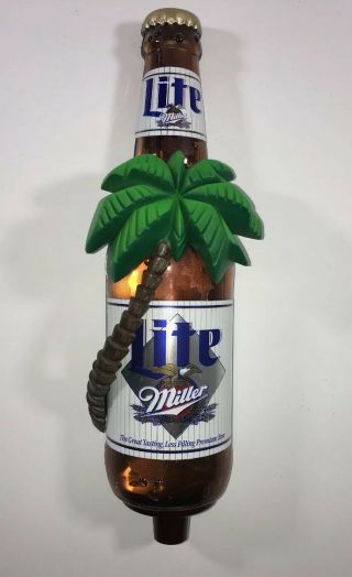 Miller Draft Beer Bottle Style Tap Bar Handle Rare Palm Tree Design