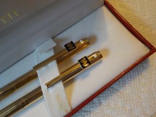 Sheaffer Gold Electroplate Nos Ballpoint Pen & Pencil Set White Westinghouse Box
