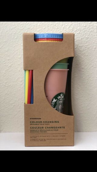Starbucks Color Changing Reusable Cold Cups - 5 Pack 24oz 2019