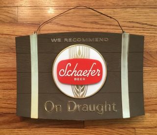 1950s Schaefer Beer Sign Brooklyn Ny Barrel Keg Draught Tax Info Advertising