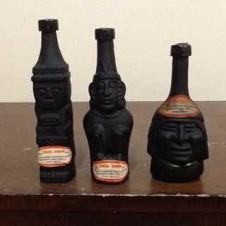 3 Vintage Inca Pisco Lima Peru Empty Mini Liquor Bottles