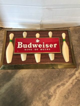 Rmpa Budweiser King Of Beers Vintage Metal & Plastic Bowling Pin Sign Union Made