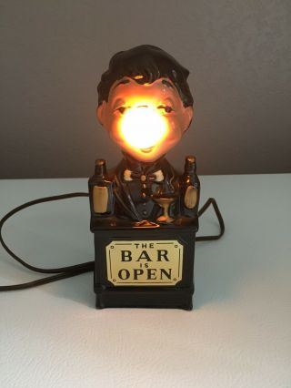 Vintage The Bar Is Open Light Up Nose Man