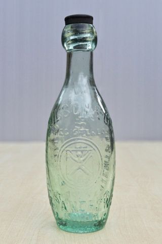 Vintage Wilson St Andrews Cupar Scotland Internal Screw Flatbase Hamilton Bottle