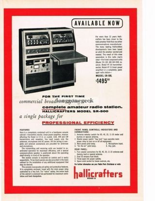 1955 Hallicrafters Model Sr - 500 Amateur Radio Station Vtg Print Ad