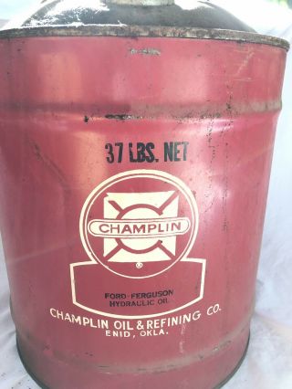 Vintage Huge Champlin Oil Tin Can Large