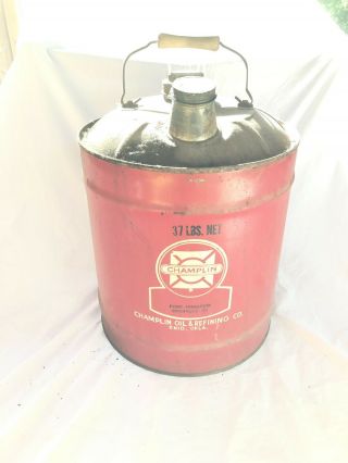Vintage Huge Champlin Oil Tin Can Large 2