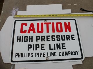 Large 18 " Vintage Phillips 66 Porcelain Oil Gas Sign Caution Pressure