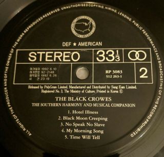 Black Crowes Southern Harmony & Musical Companion Vinyl RARE Korean 512 263 - 1 4