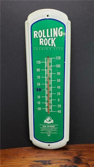 Vintage Rolling Rock Beer Thermometer Circa 1988 Bar Man Cave Sign