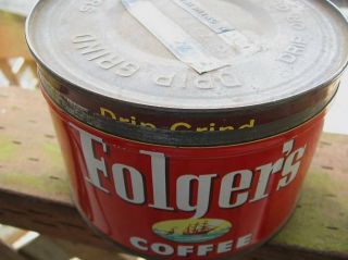 Vintage Folgers 1 Lb Coffee Can,  With Lid