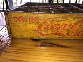 Vintage Circa 1950 ' s Coca Cola 24 Bottle Wooden Crate Box Yellow Fairmount,  WV 4
