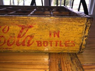 Vintage Circa 1950 ' s Coca Cola 24 Bottle Wooden Crate Box Yellow Fairmount,  WV 7