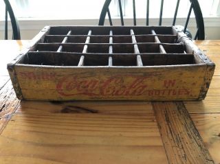 Vintage Circa 1950 ' s Coca Cola 24 Bottle Wooden Crate Box Yellow Fairmount,  WV 8