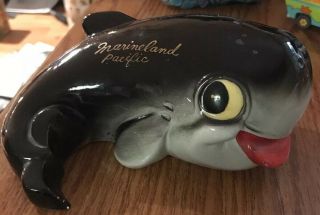 Vtg Marineland Of Pacific California Ceramic Whale Coin Piggy Bank No Stopper