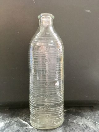 Vintage Phenix Ovale Nurser Clear Embossed Glass Baby Milk Bottle,  8oz