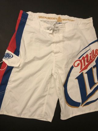 Official Vintage Miller Lite Beer Pocket Shorts Embroidery Size 2xl White