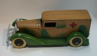 1920s Vintage Tootsie Toy Tan and Green Graham Ambulance No.  809 AT20 3