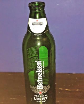 Rare Vintage Tall Large 24 " Heineken Light Beer Green Glass Bottle Antique