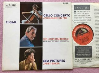 Jacqueline Du PrÉ & Barbirolli Elgar Cello Orig Hmv Asd 655 Uk - 1965 Lp Nm