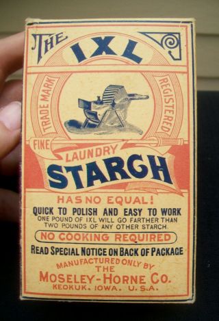 Vintage IXL Starch Sample Box - Full & - Moseley - Horne Co Keokuk IA 7