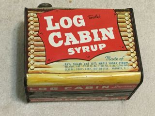 1950 ' s Towle ' s Log Cabin Syrup Tin Can Trading Post,  Not Repo Bank,  5 LB Size 5