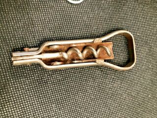 Vintage Metal Corkscrew Opener Sturdy W Fold Up Handle Prier Kitchen Bar Tool
