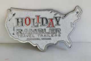 1950s Holiday Rambler Travel Trailers Usa Sign Auto Rv