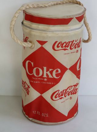 Vintage 1960s Coca Cola Diamond Can Beach Bag Carrier Sign