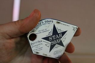 SCHULT ' Z STAR SOAP ENAMELWARE METAL POT PAN SCRAPER SIGN 3