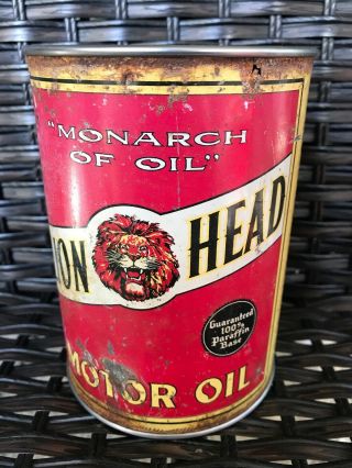 Lion Head Gilmore Motor Oil Can 1 Quart Los Angeles 4