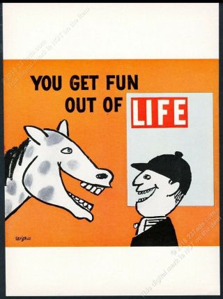 1955 Raymond Savignac Laughing Horse Man Art Life Vintage Print Ad