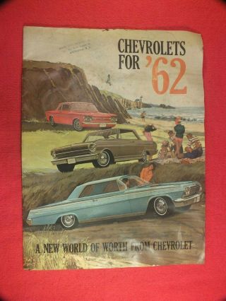 1962 Chevy Auto Models & Specs Sales Brochure Vintage Advertising