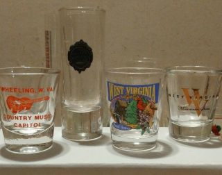 4 West Virginia State Shot Glasses Wheeling Wv Country Music - Almost Heaven - Mt St