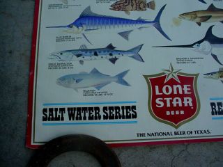 1982 LONE STAR BEER Texas SALT WATER FISH POSTER Record Catches Series 6
